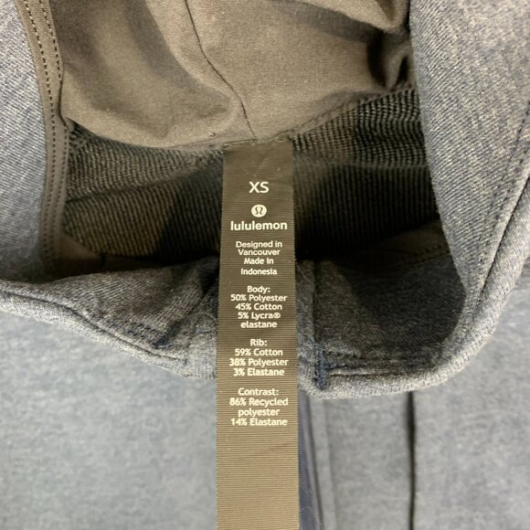 Lululemon Mens Sweater XS Blue Heather City Sweat Zip Hoodie Long Sleeve Stretch - Picture 3 of 7